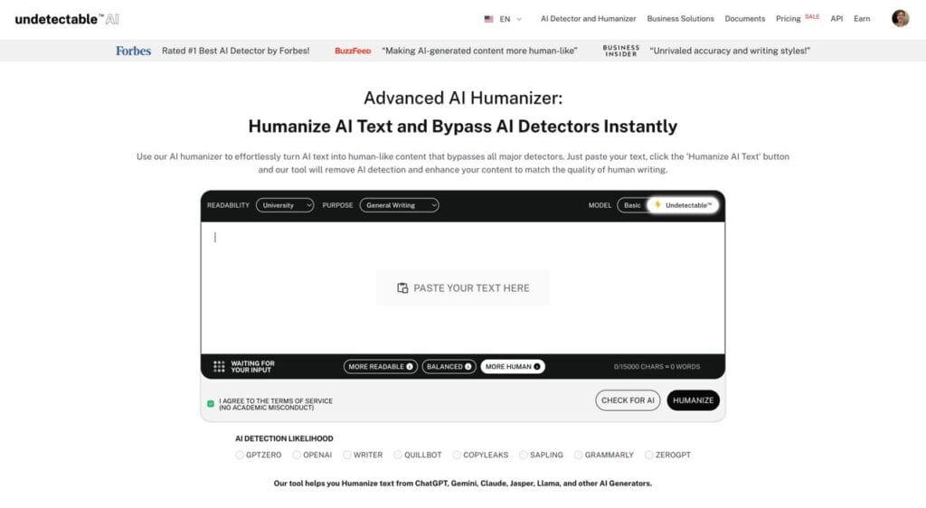 Humanice su contenido con Undetectable.AI