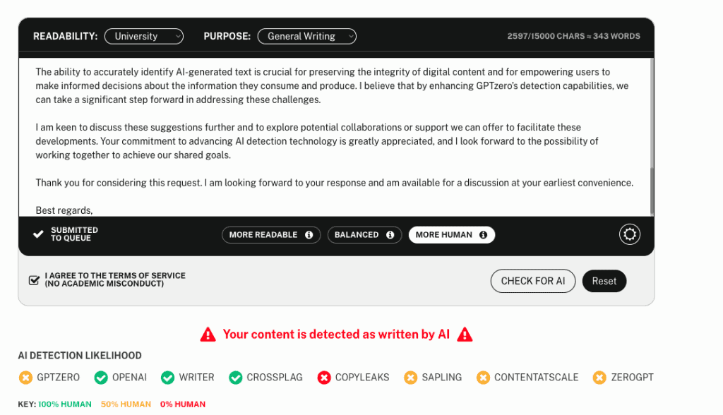 Der Inhalt wurde als von AI mit Undetectable AI geschrieben erkannt