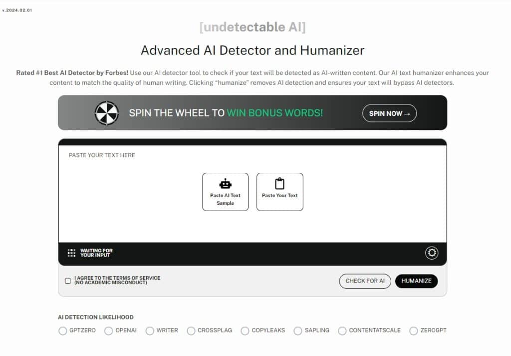 Детектор и гуманизатор искусственного интеллекта Undetectable AI