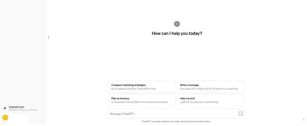 Интерфейс ChatGPT