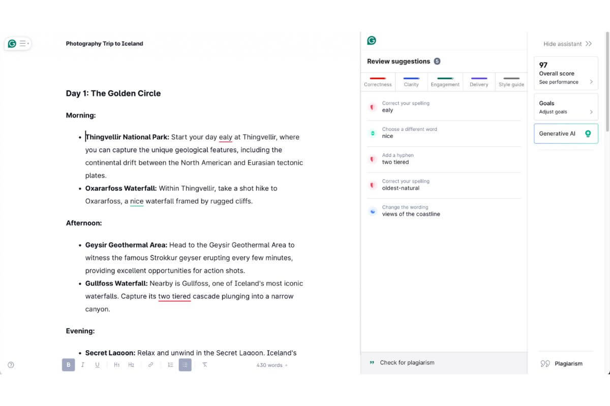 grammarly exemple de travail outils ai