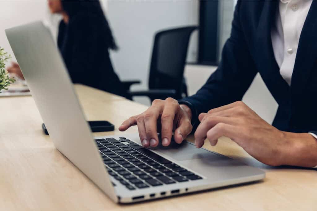 Employee working on a laptop