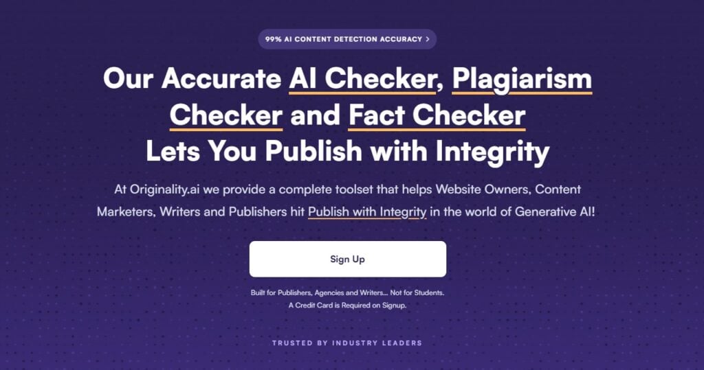 Originality.ai ana sayfası