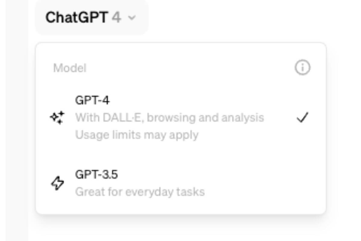 sélectionne ChatGPT-4 dans les options du menu supérieur