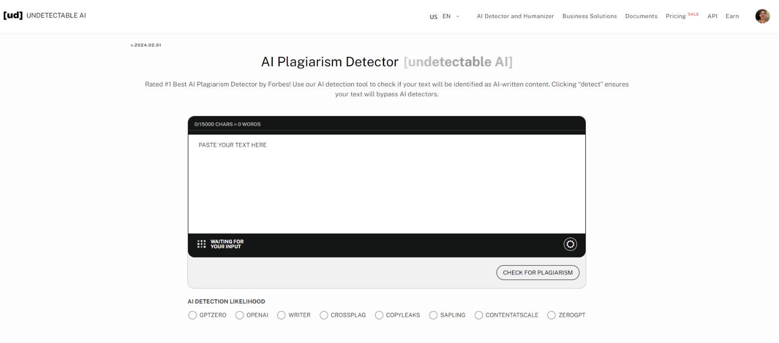 undetectable-ai-plagiarism-detector-homepage