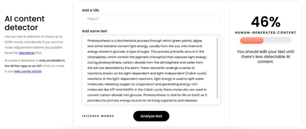 How Accurate are AI Checkers? With Practical Examples 12 The content was detected as 46% human with Writer