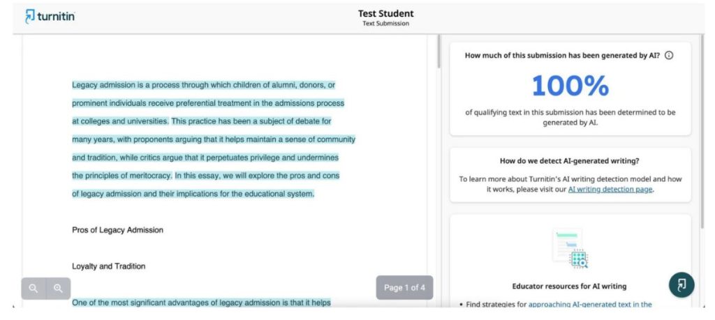 Detecting human content with Turnitin by BestColleges