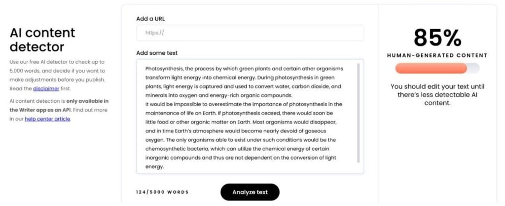 How Accurate are AI Checkers? With Practical Examples 13 The content was detected as 85% human with Writer