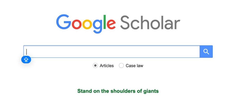 Google Scholar para a página inicial