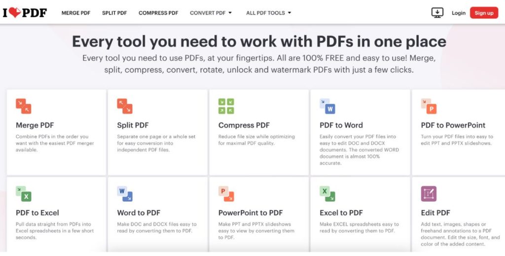 I Love PDF für Schüler Homepage