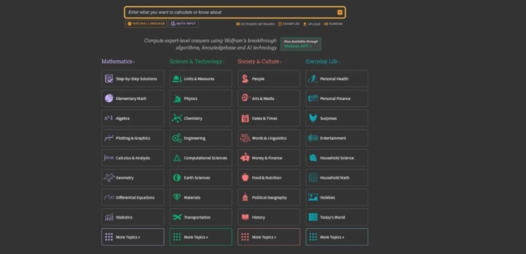 Top 10 Websites for Students That Are Truly Useful 6 WolframAlpha homepage