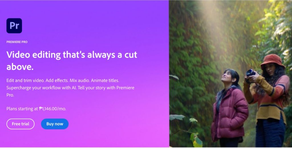 Adobe Premiere Pro homepage