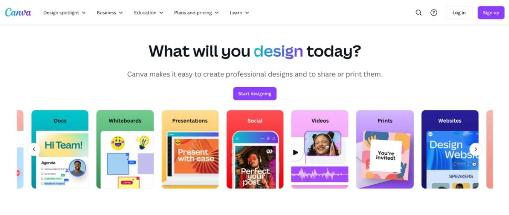 Canva AI powerpoint homepage