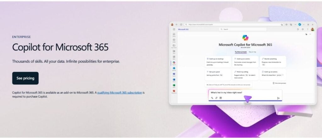 Página de inicio de Copilot 365