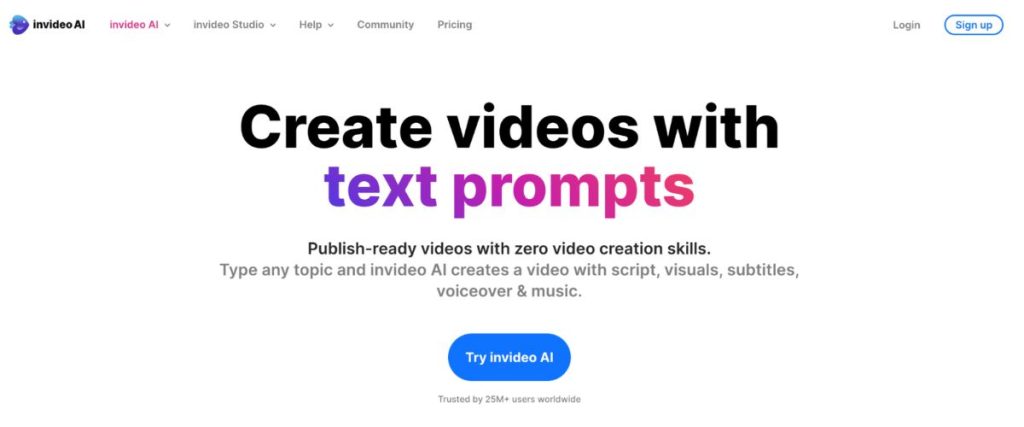 InVideo AI homepage