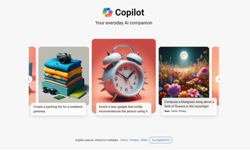Домашняя страница Copilot
