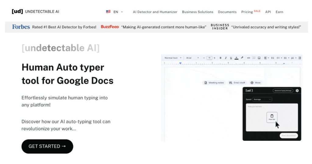 Strumento di digitazione automatica umana di Undetectable AI