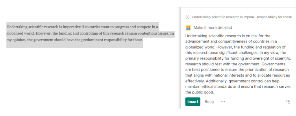 Одна из заранее созданных подсказок Grammarly с подробным результатом