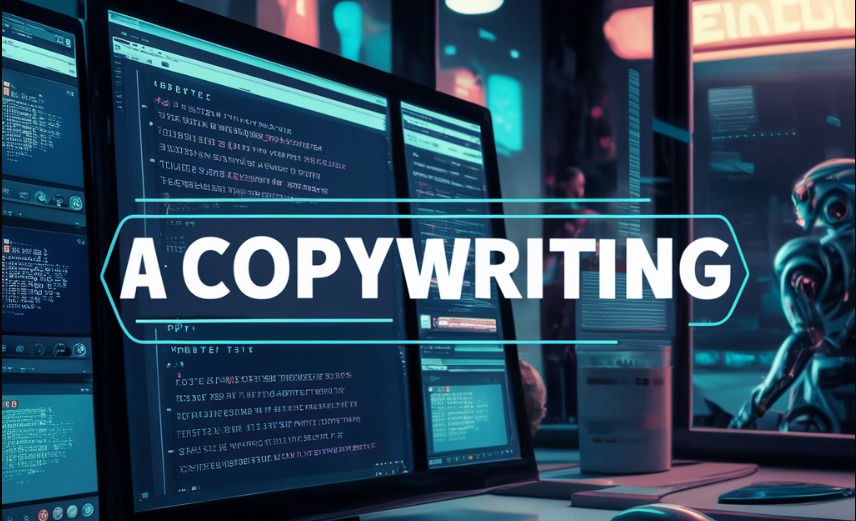 Uma imagem gerada por IA com a legenda "A Copywriting"