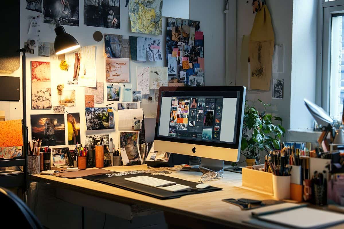 A creative workspace with a focus on digital design