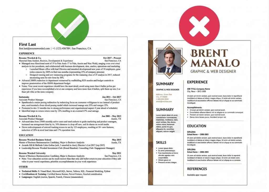 ATS-friendly vs Non-optimized resume