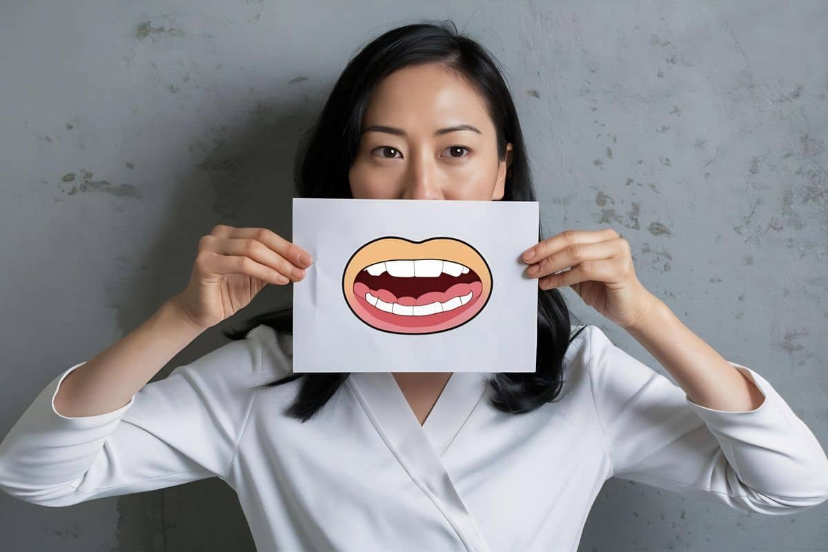 Asian woman in the white wear holding a white paper