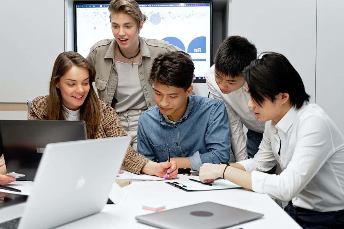 Close up on young business person doing internship