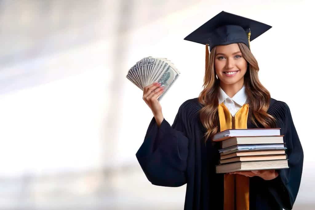 Für welche Berufe ist ein 2-Jahres-Abschluss erforderlich? 4 Portrait of a scholar holding books and money as a symbol