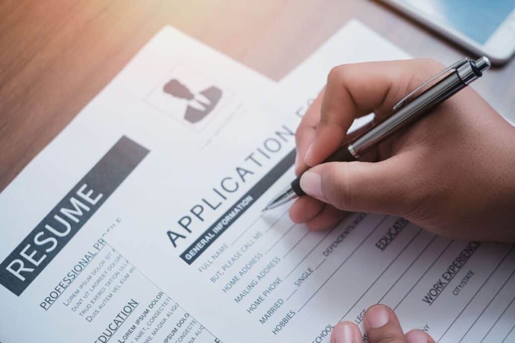 Online web job application form concept
