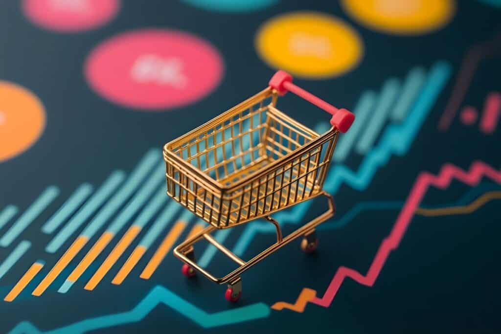 Quais são os empregos que geram mais dinheiro? Melhores carreiras por salário 4 Gold shopping cart on financial growth chart