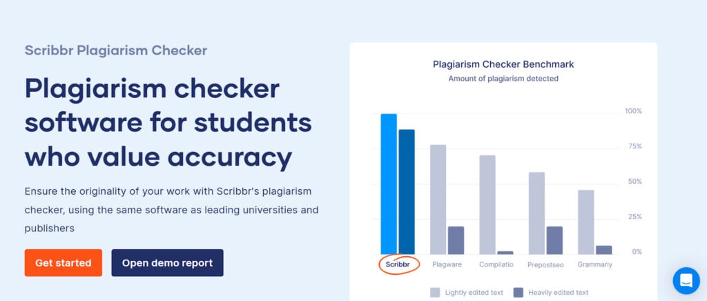 Screenshot of Scribbr homepage showing academic editing