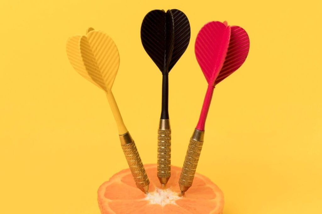 High angle orange with darts