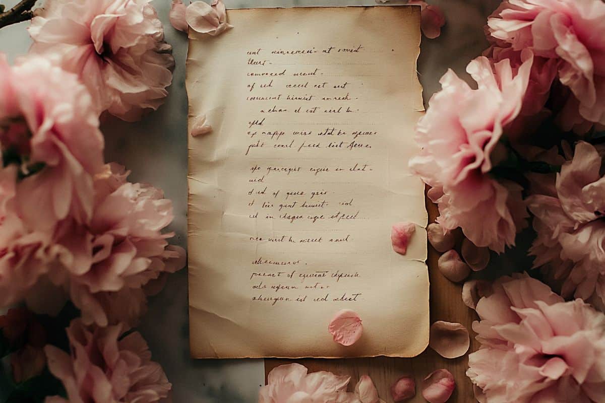 Personal romantic empty letter for poem soft pink love letter