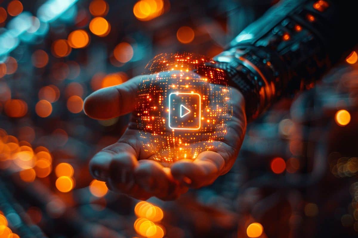 Download button in hand