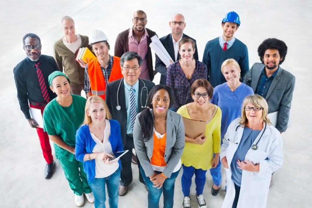 Group of diverse occupation people