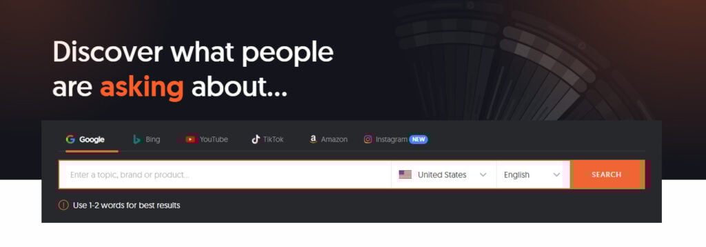 Image showing AnswerThePublic homepage