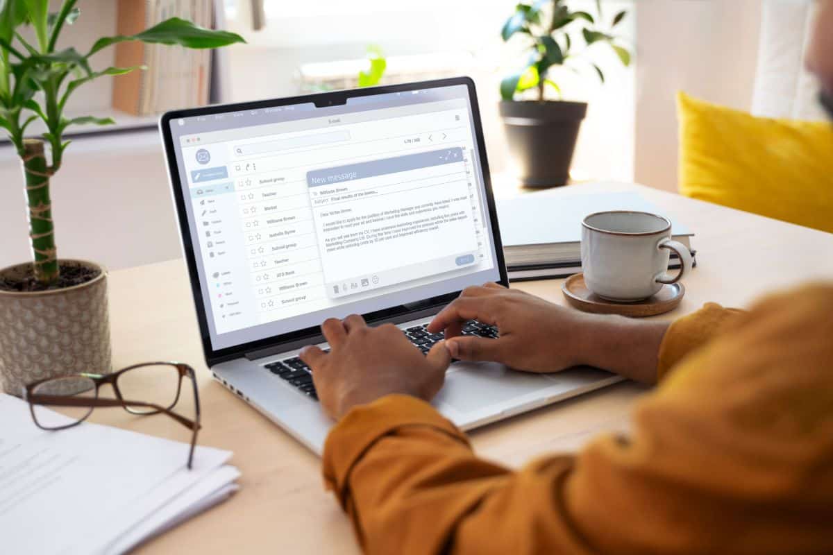 Lifestyle of person working on laptop