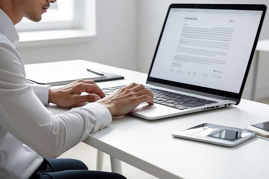 Cropped shot of young businessman hand typing on laptop computer