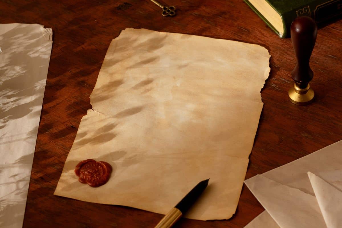 Still life of vintage writing of a love letter
