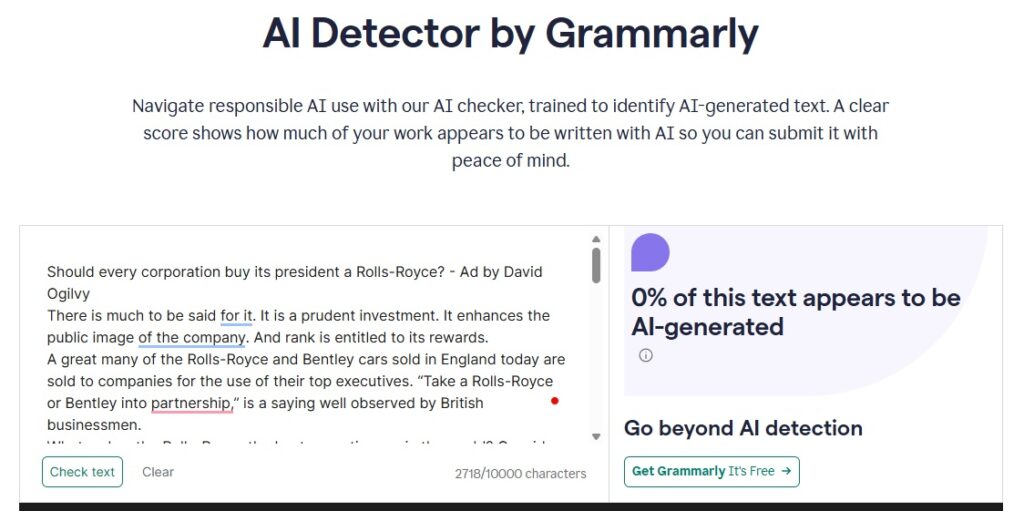 Grammarly AI Checker 评论：它准确吗？ 语法分析 AI 检查器