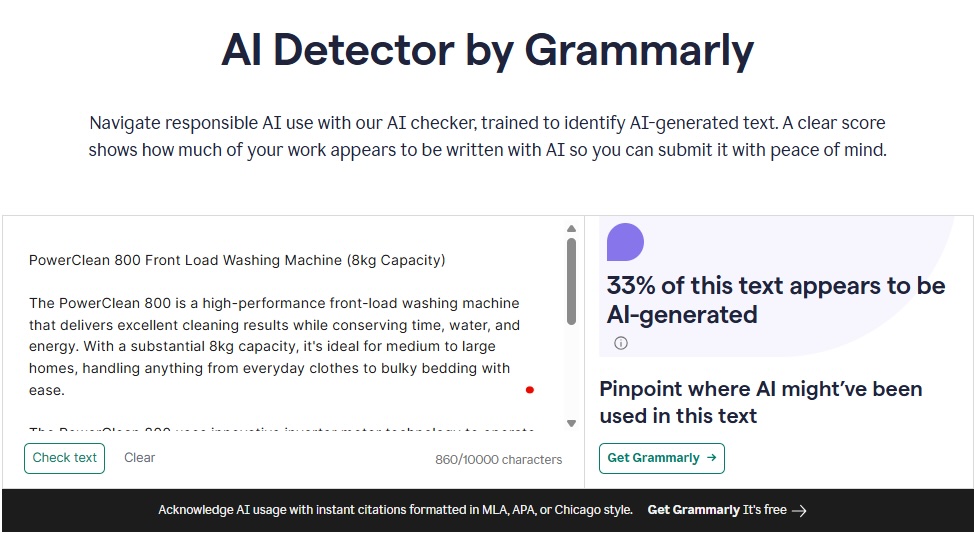 Grammarly AI Checker 评论：它准确吗？ 语法分析 AI 检查器