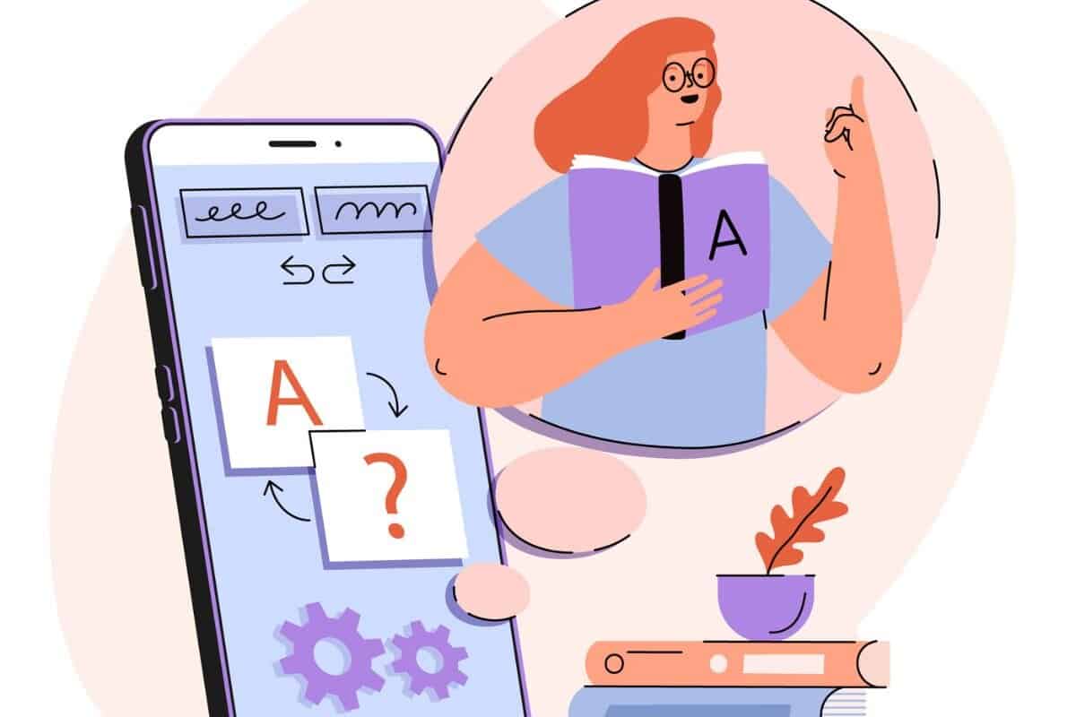 年轻女性使用手机生成语音或语音输出的插图