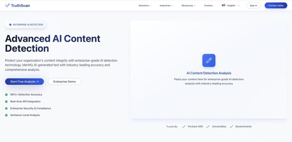 TruthScan Advanced AI Content Detection skærmbillede