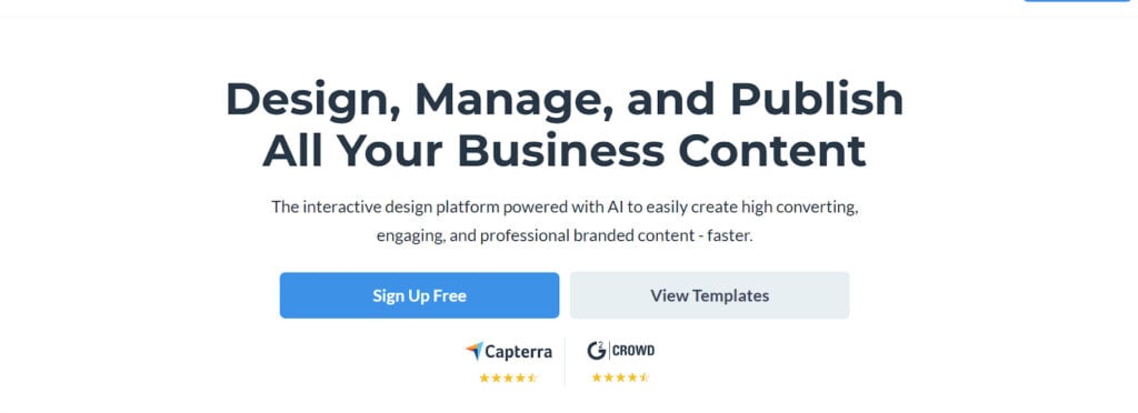Screenshot of Visme dashboard