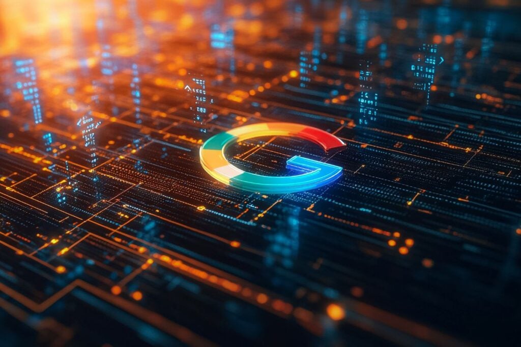 A colorful computer chip with the letter g on it