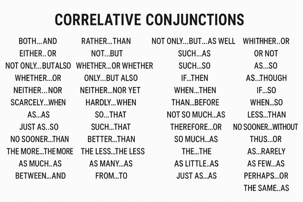 Correlative Conjunctions: List, Rules, and Use correlative conjunctions
