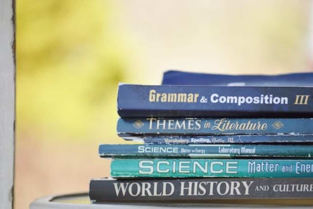 Stack of educational books representing learning and academics