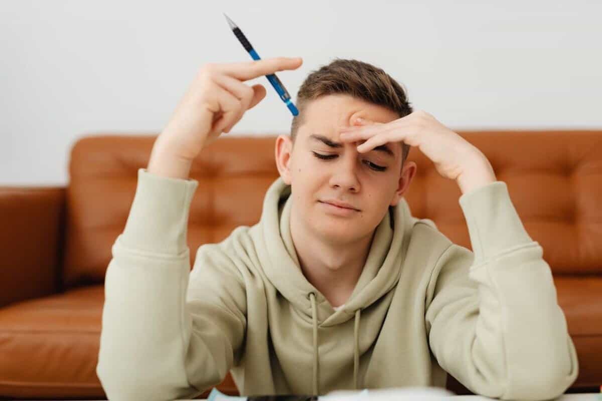 Close-Up Shot of a Boy Thinking
