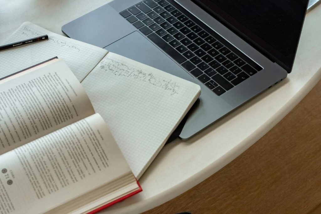A book on a table with a book on the top of it
