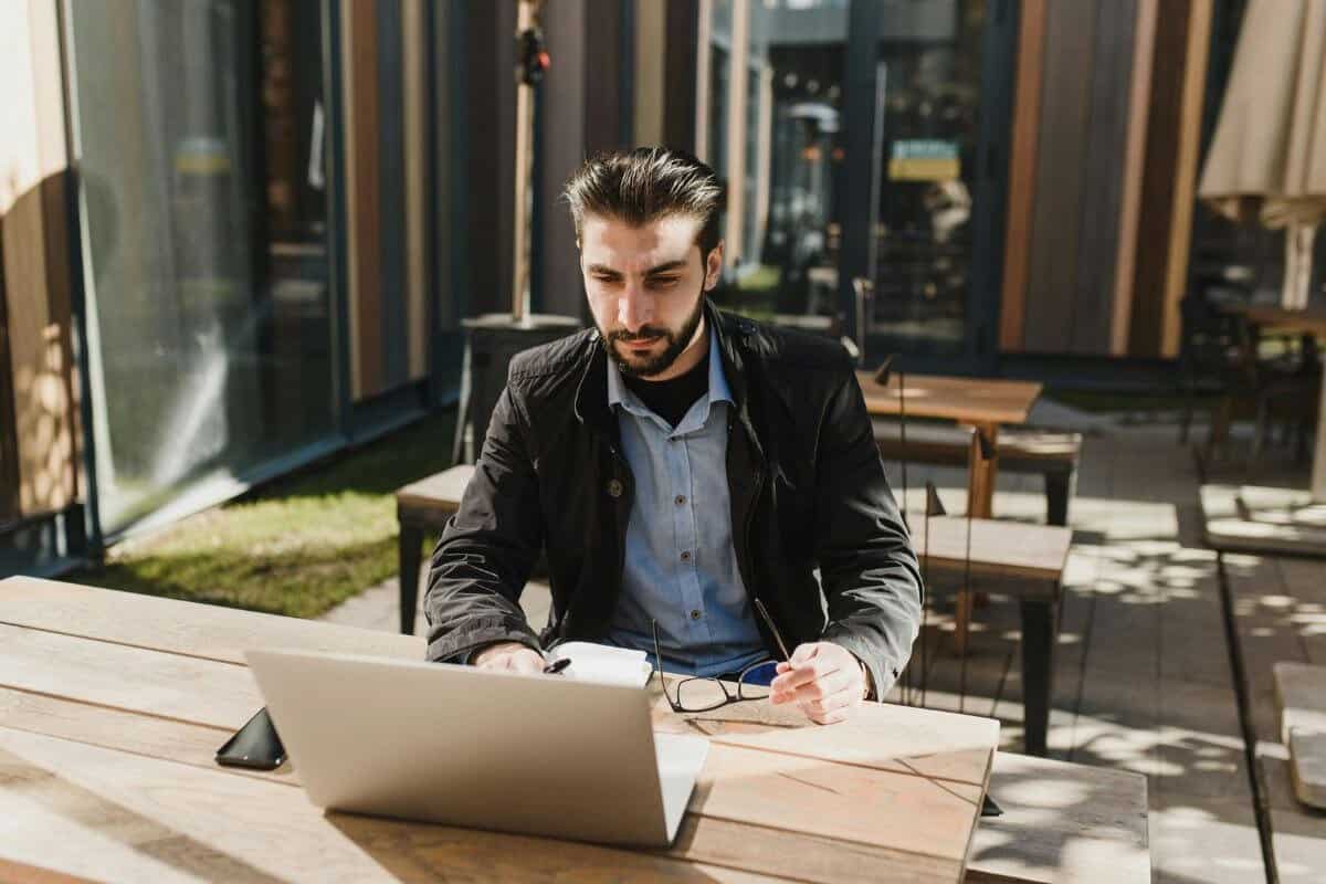 A Handsome Man Working on His Laptop